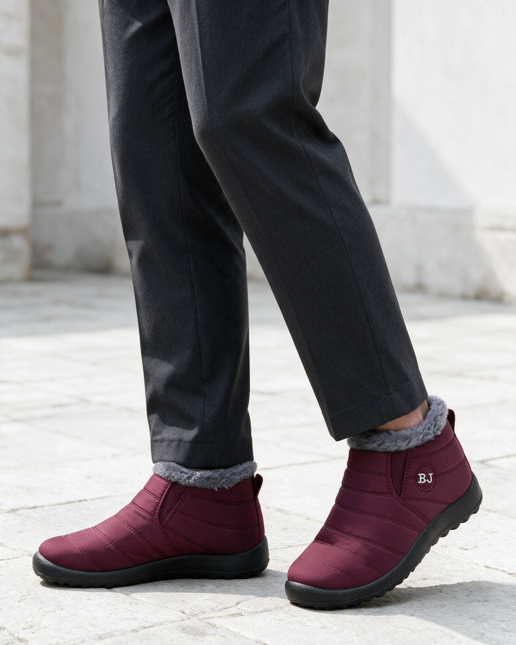 Berry plush-lined boots lifestyle