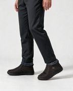 Plush-lined boots wearing