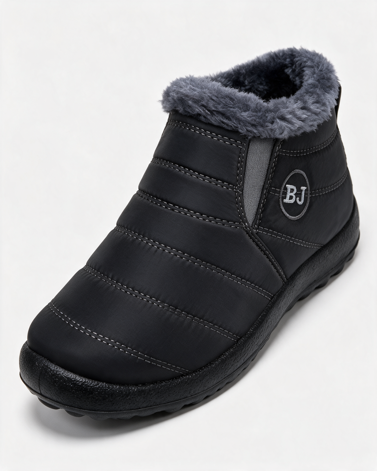Charcoal plush-lined boots opening