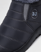 Charcoal plush-lined boots material
