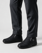 Charcoal plush-lined boots wearing