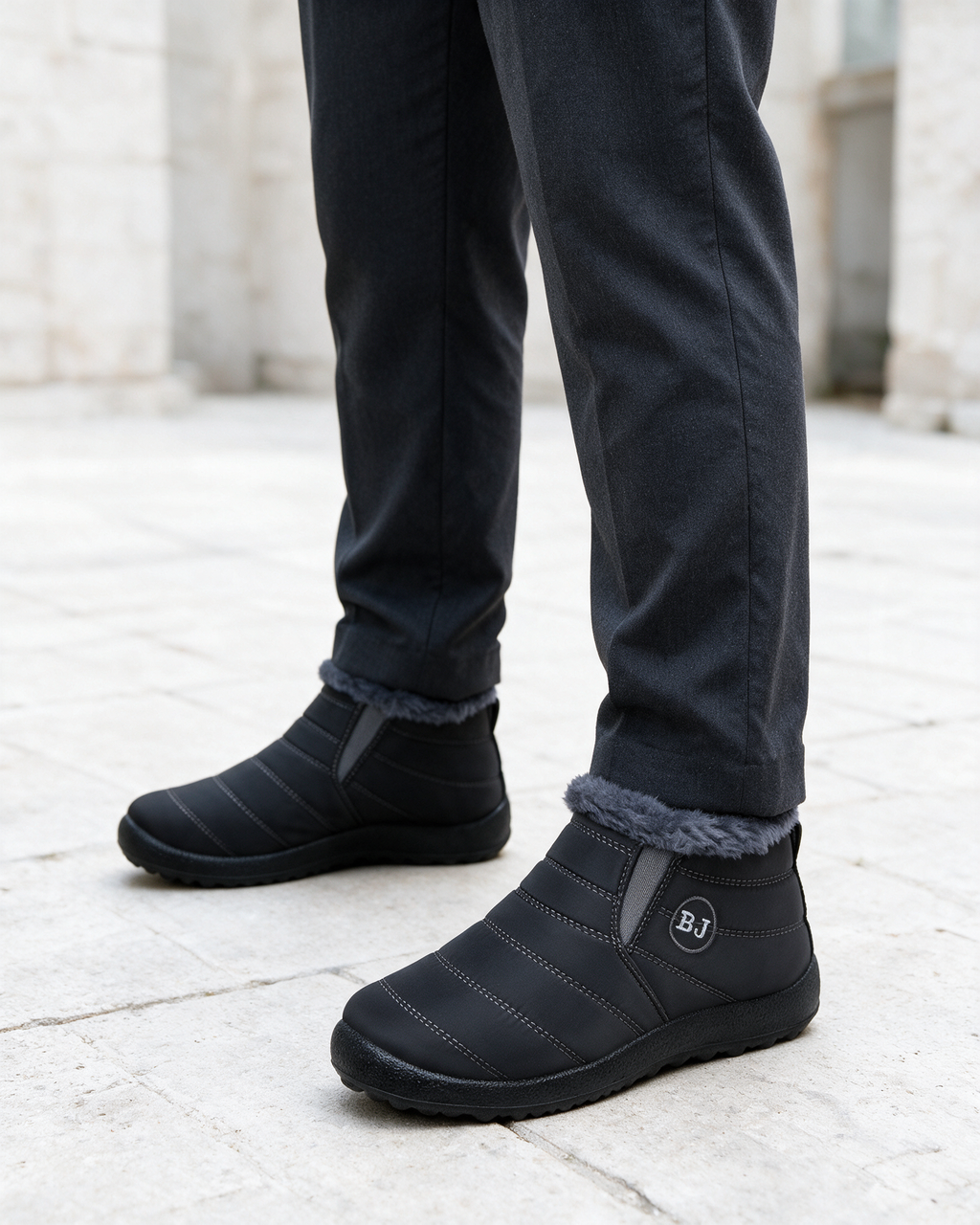 Charcoal plush-lined boots lifestyle