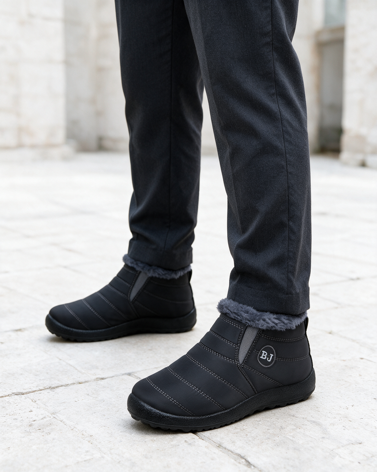 Charcoal plush-lined boots lifestyle