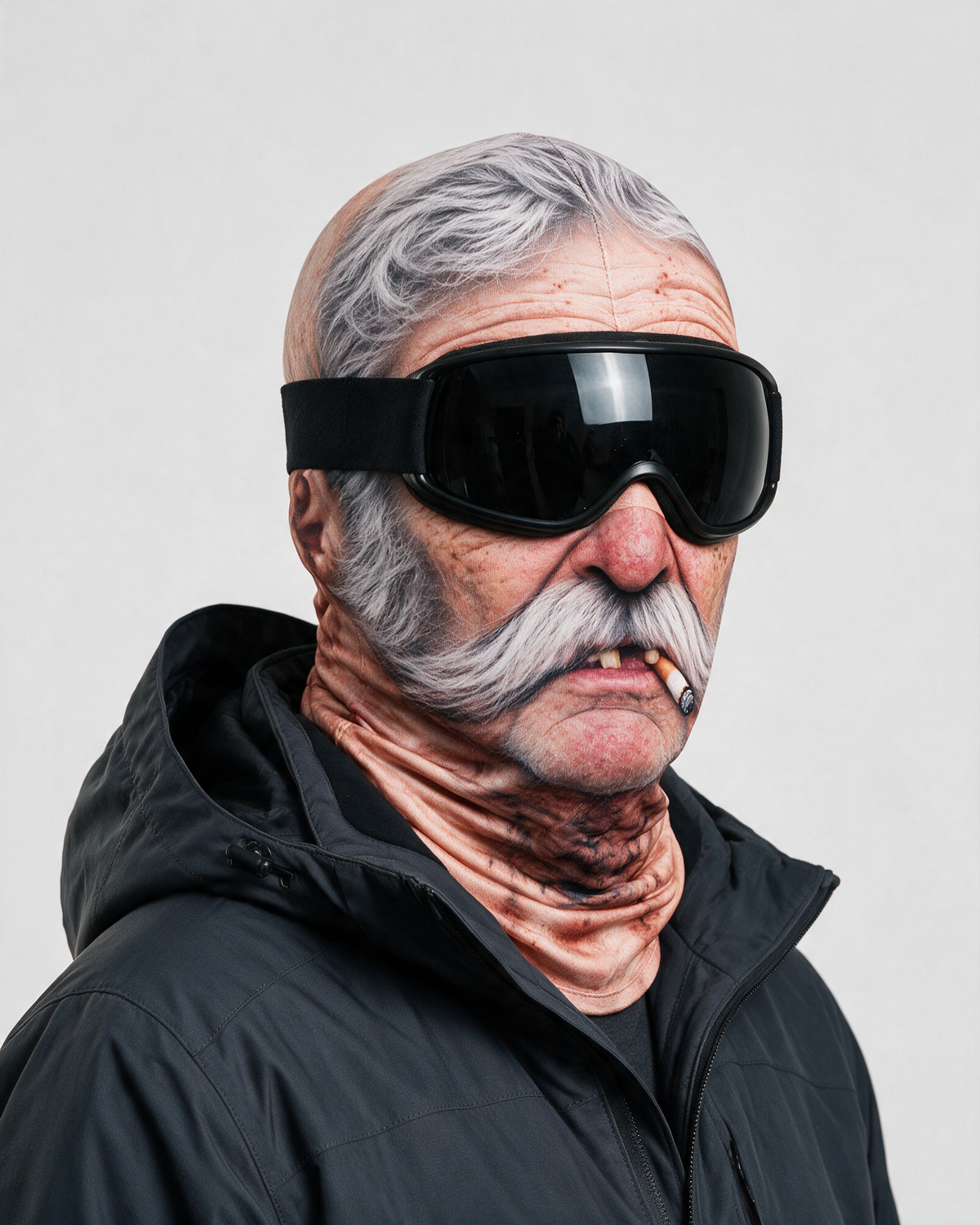 Silver mustache printed balaclava 1907