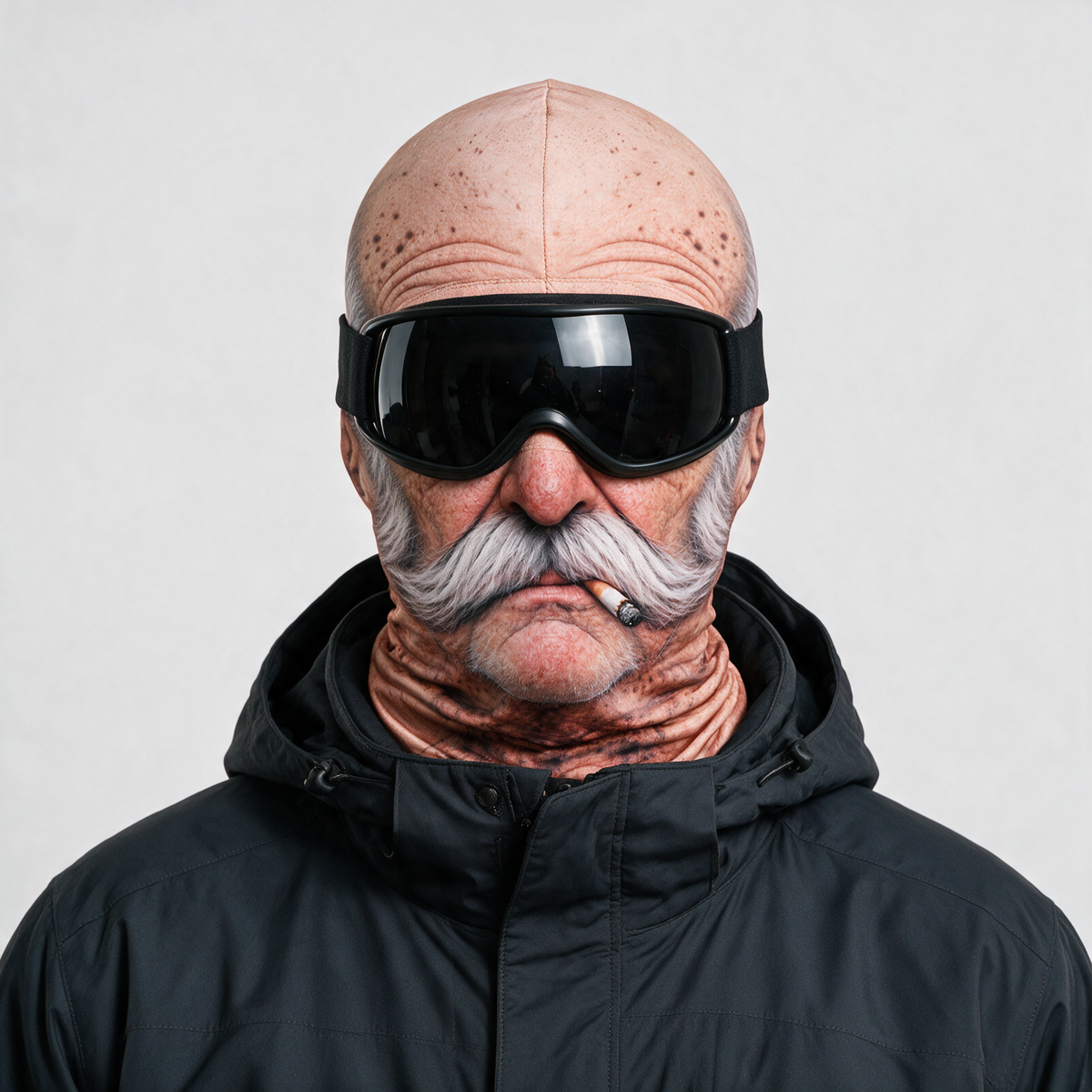 Silver mustache printed balaclava 1909