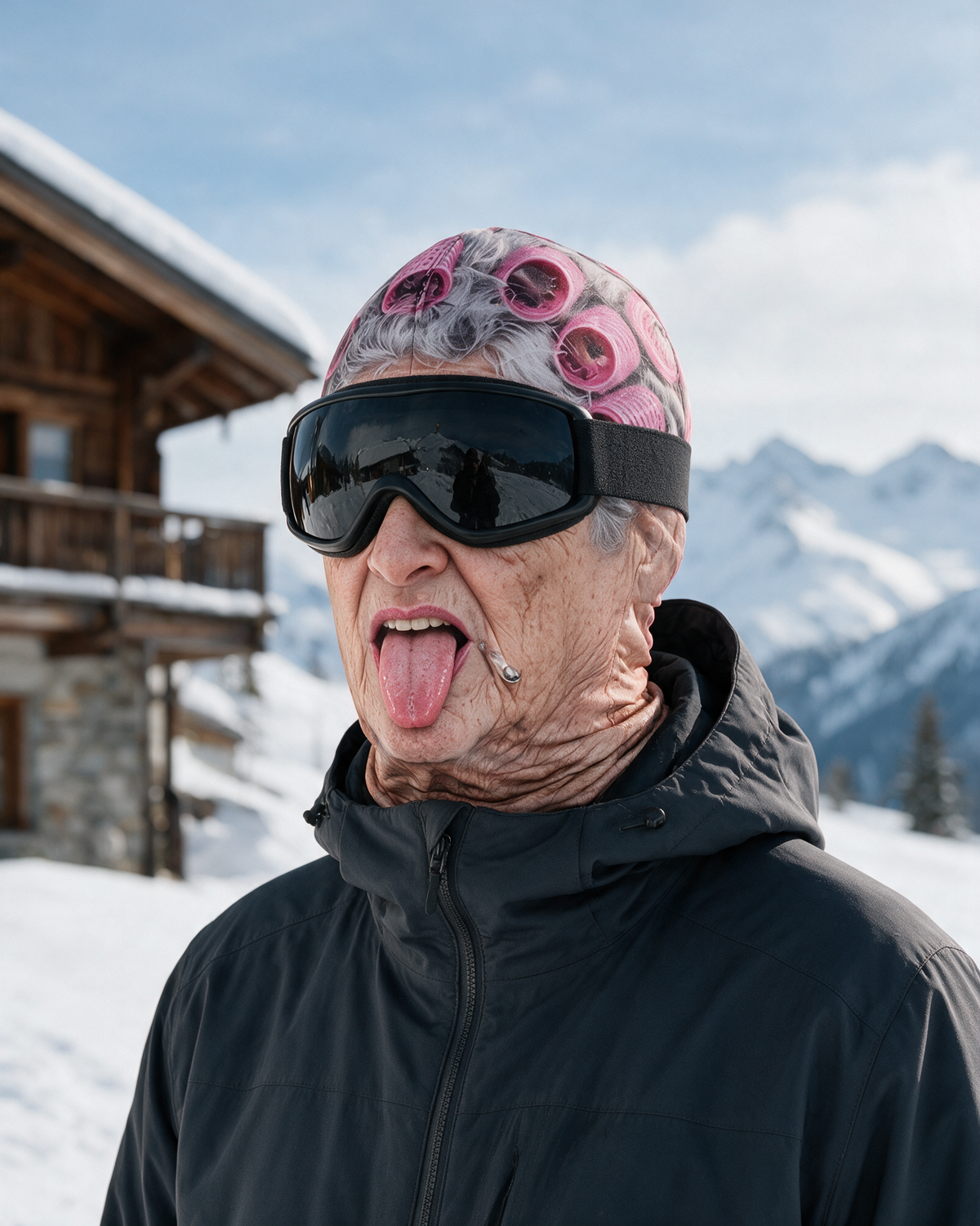 Pink Rollers novelty balaclava lifestyle