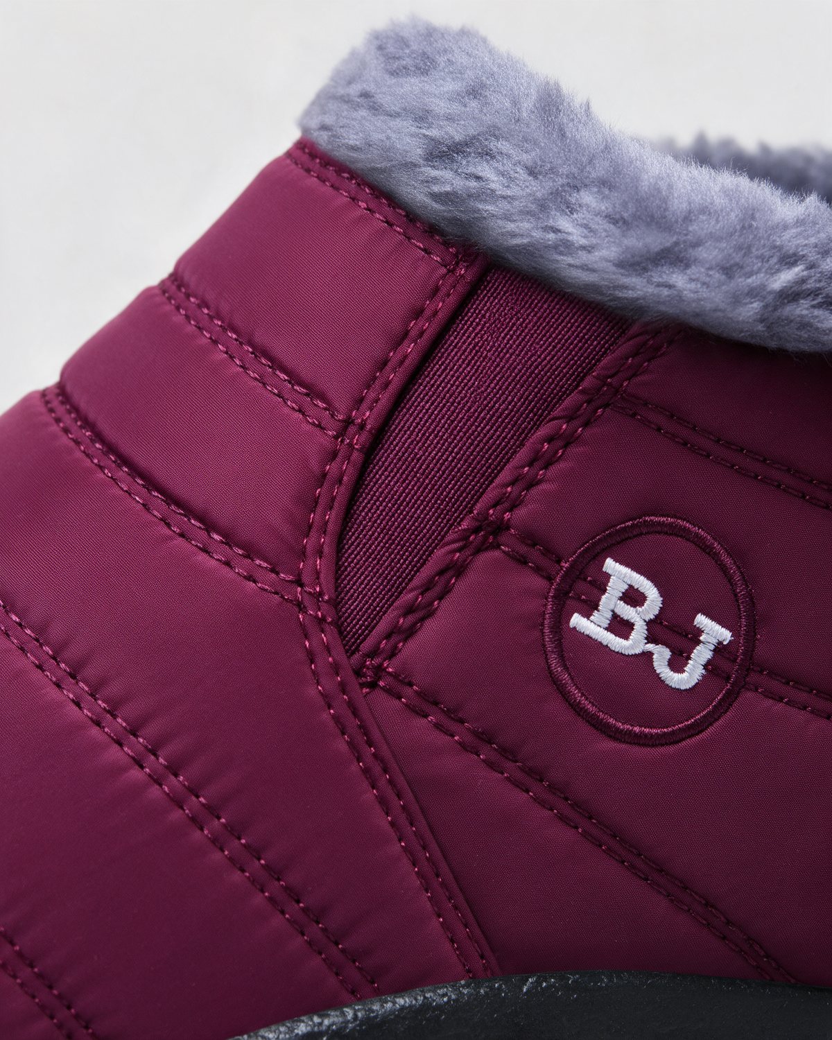 Berry boot fabric and gusset detail