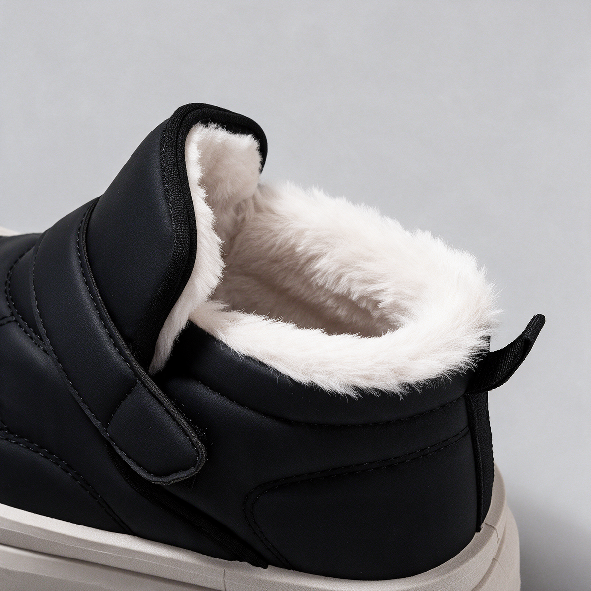 Plush collar boot detail photograph