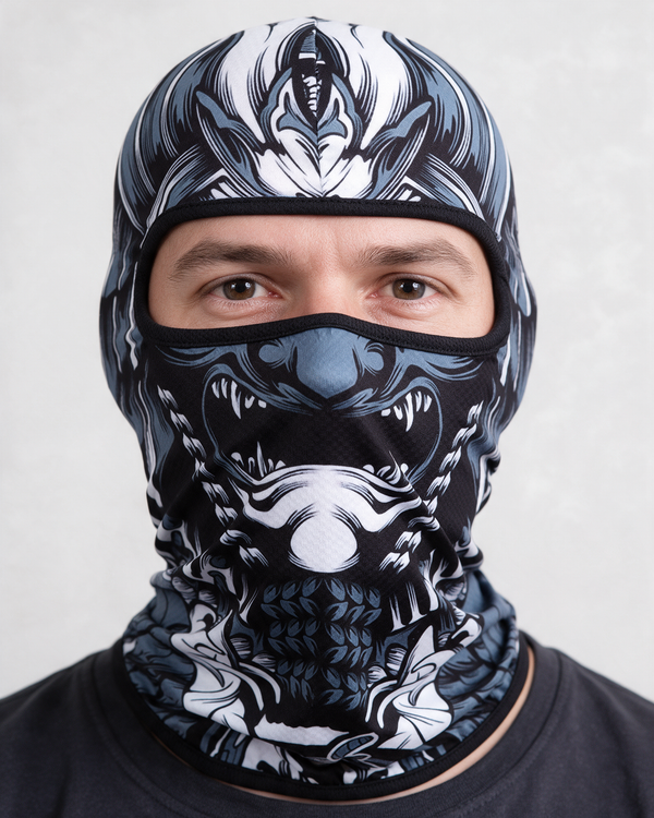 Printed polyester balaclava design and construction photograph