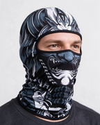 Printed polyester balaclava design and construction photograph