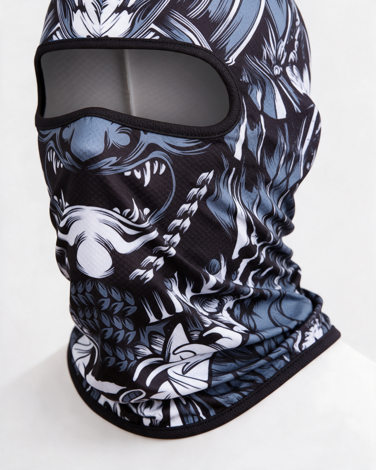 Printed polyester balaclava design and construction photograph