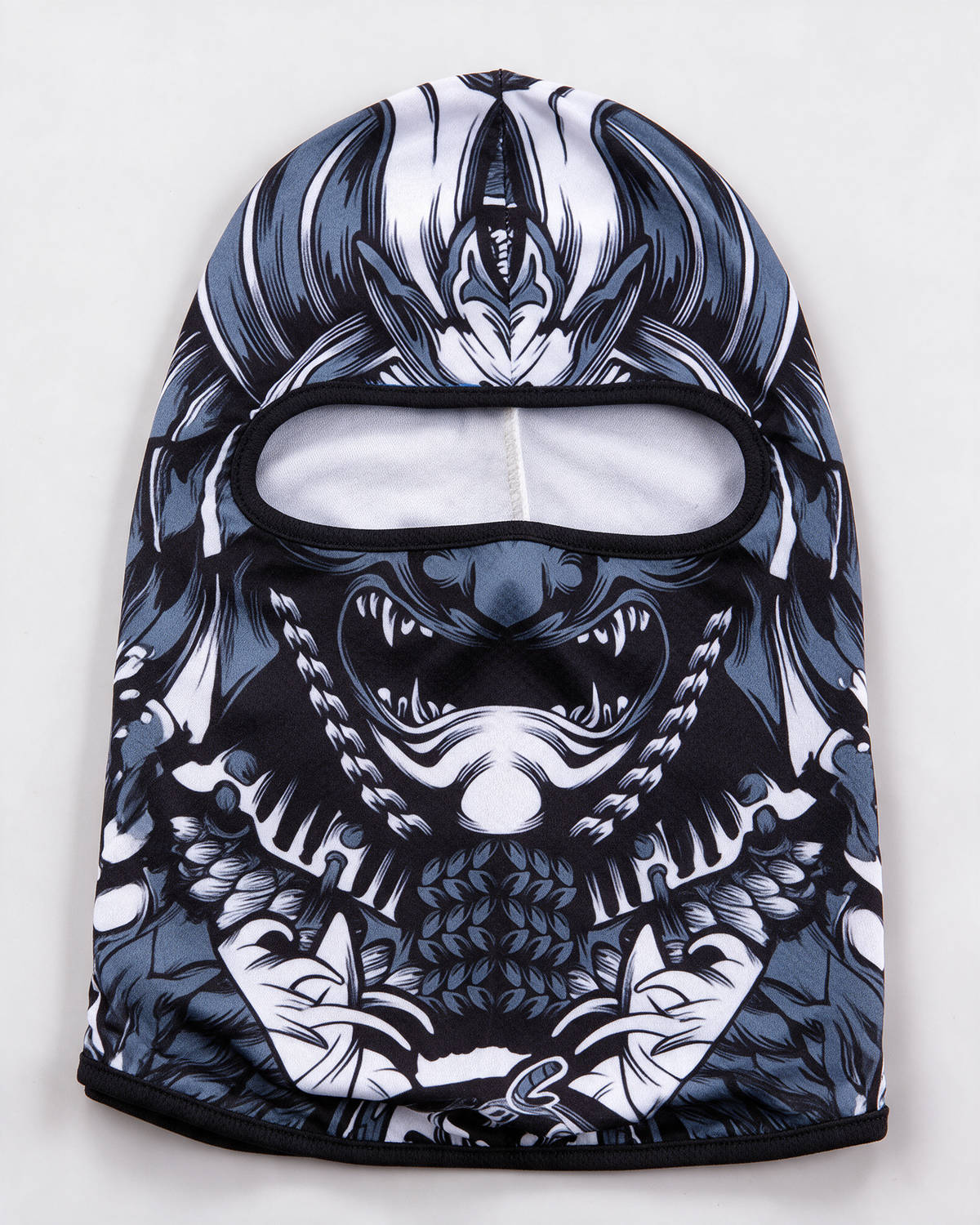 Printed polyester balaclava design and construction photograph