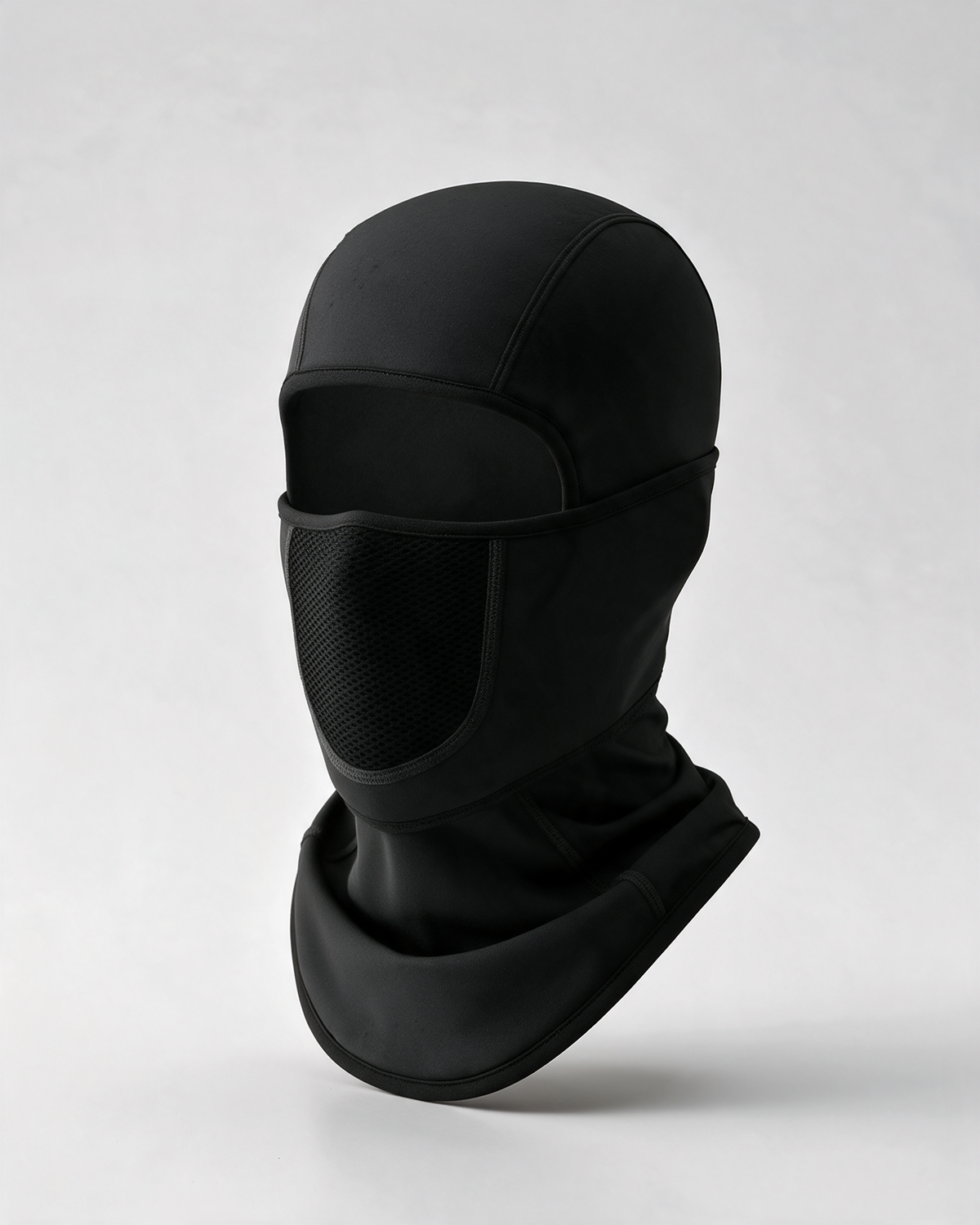 Black fleece-lined balaclava — full product on light gray