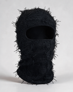 Black distressed knit balaclava
