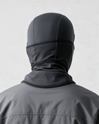 Charcoal Gray fleece-lined balaclava — back view on light gray