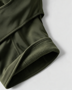 Army Green fleece-lined balaclava — lining detail on light gray