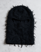 Black distressed knit balaclava product view