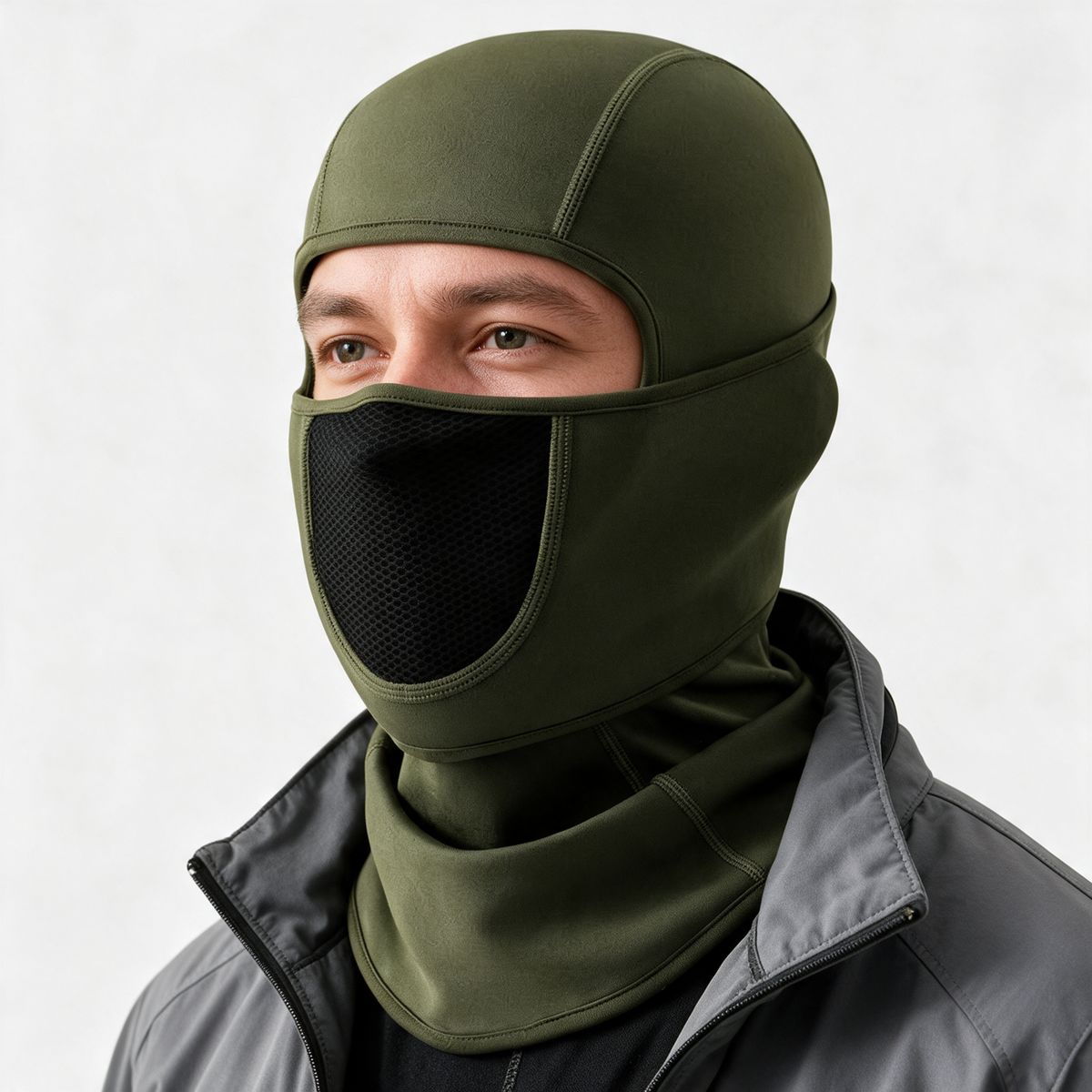 Army Green fleece balaclava — head and neck coverage