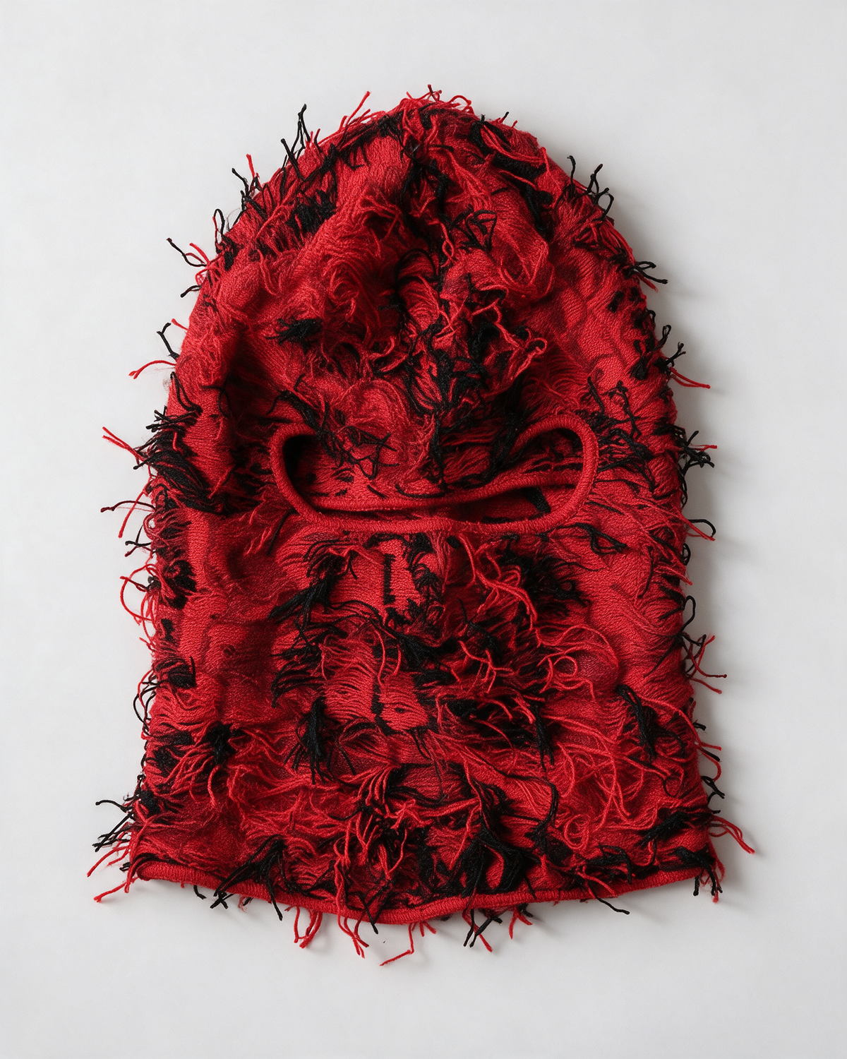 Red and Black balaclava flatlay