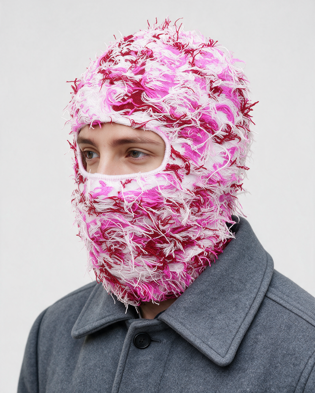 Pink Camo balaclava side portrait