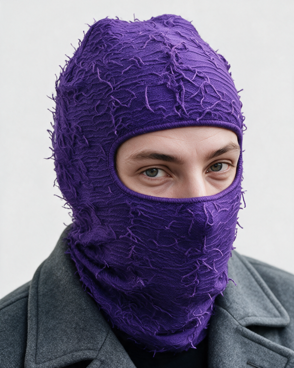 Purple balaclava fit detail