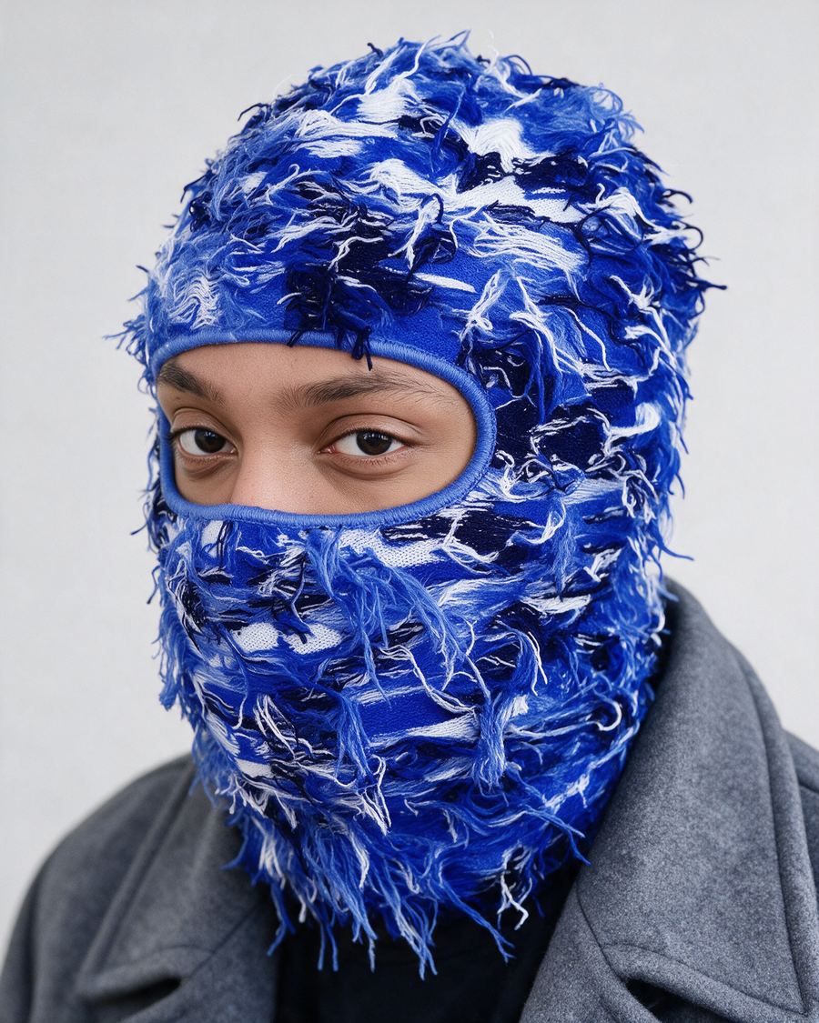 Blue Camo balaclava fit detail