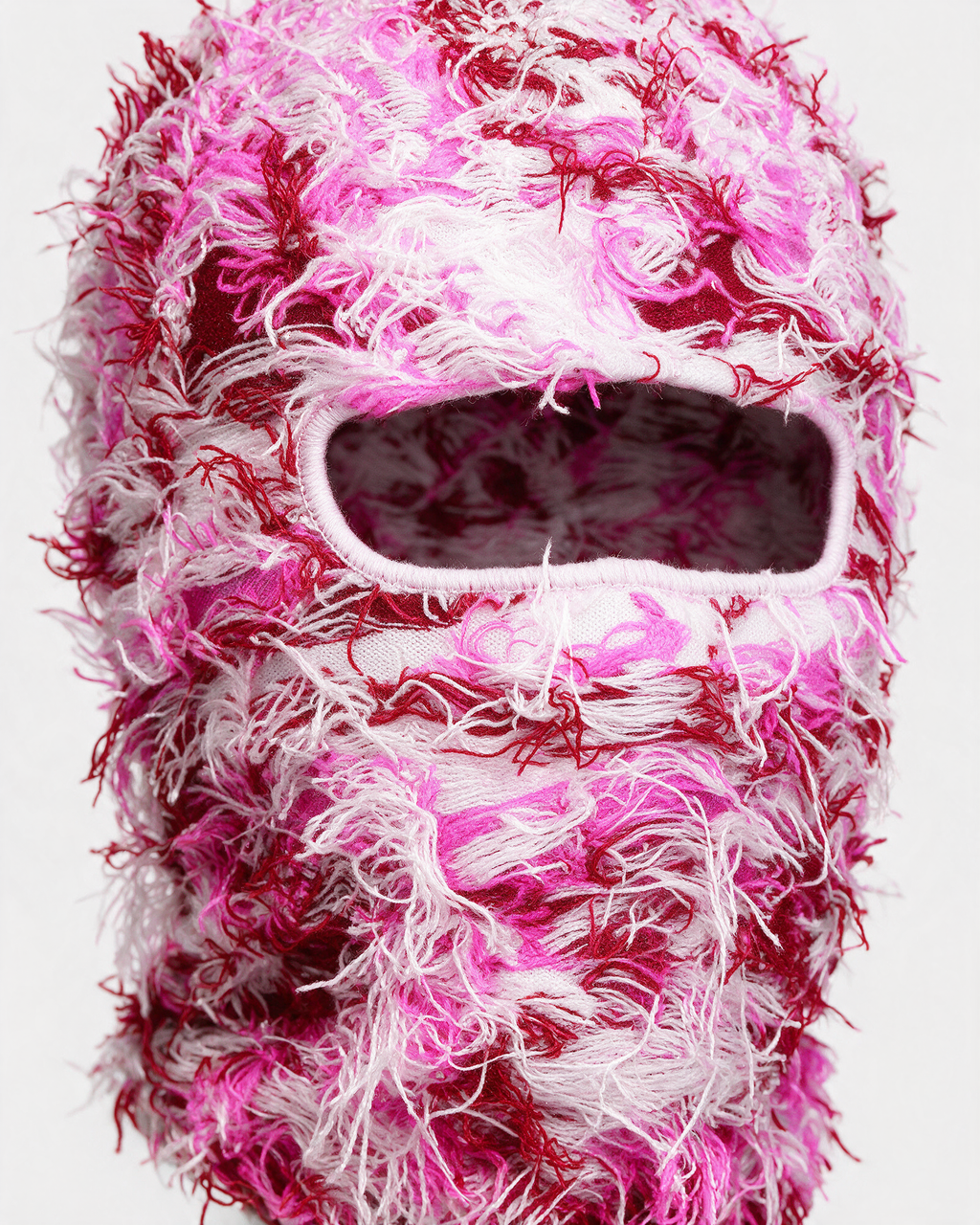 Pink Camo balaclava knit detail
