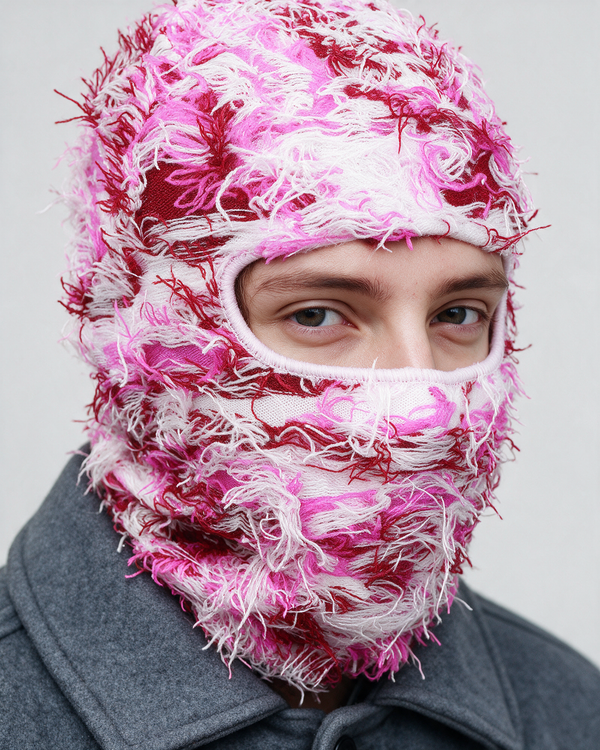 Pink Camo balaclava fit detail