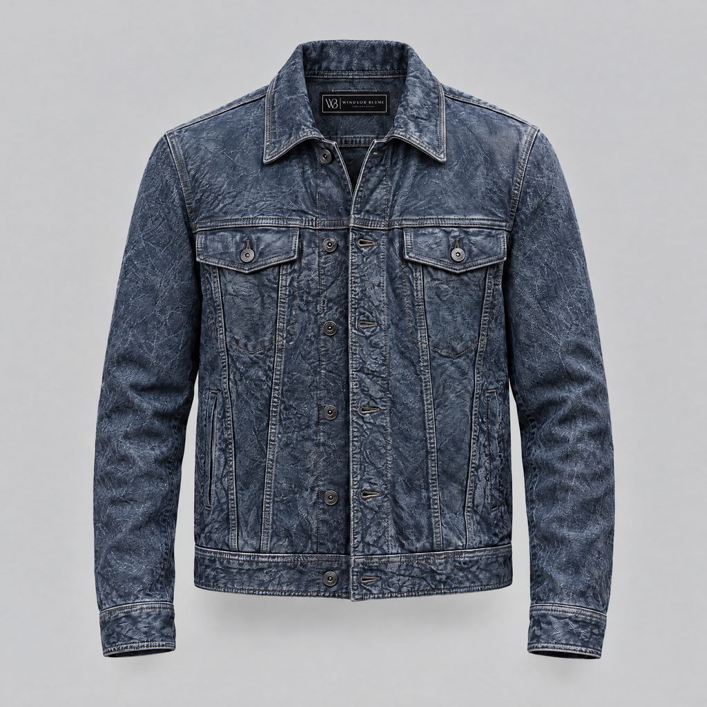 Men's Chase Leather Denim Jacket — Denim — product-front