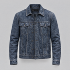Men's Chase Leather Denim Jacket — Denim — product-front