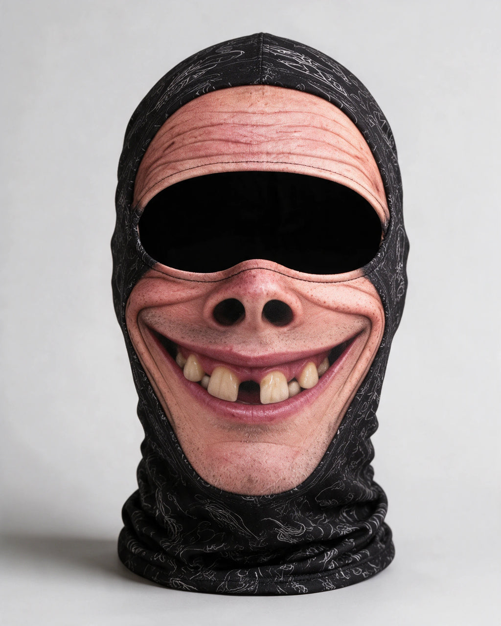 Bucktooth Grin printed fabric mask — product view