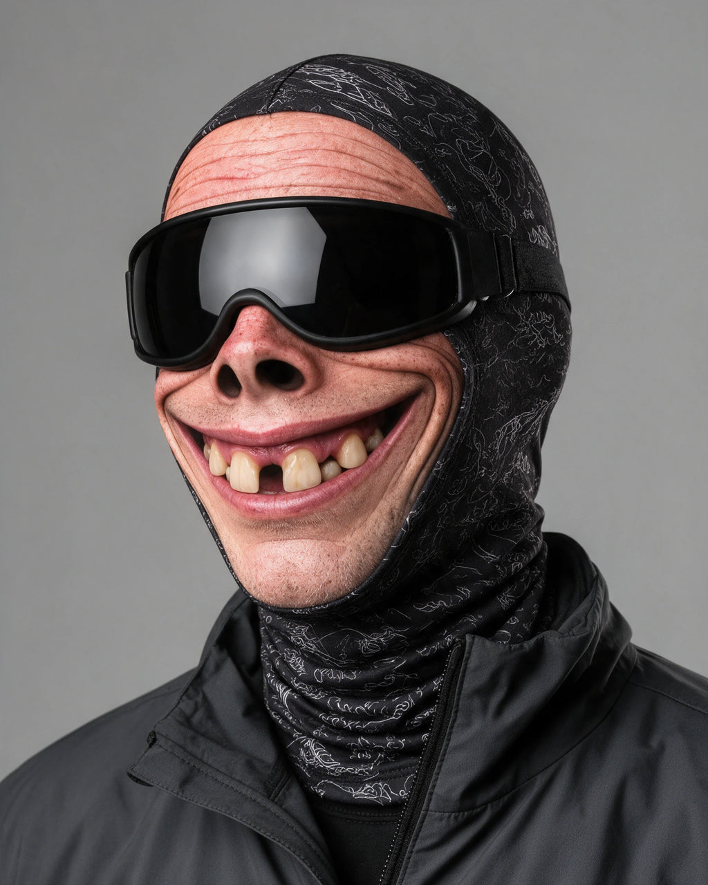 Printed fabric balaclava with ski goggles — gallery-angle