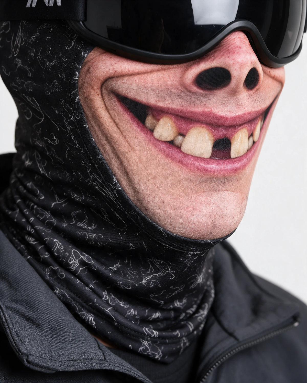 Printed fabric balaclava with ski goggles — gallery-fit