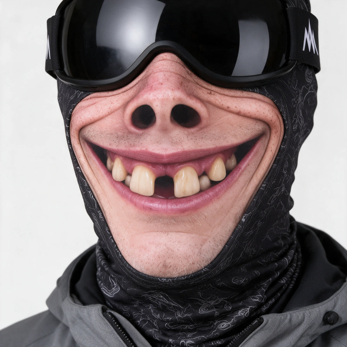 Printed fabric balaclava with ski goggles — feature-2