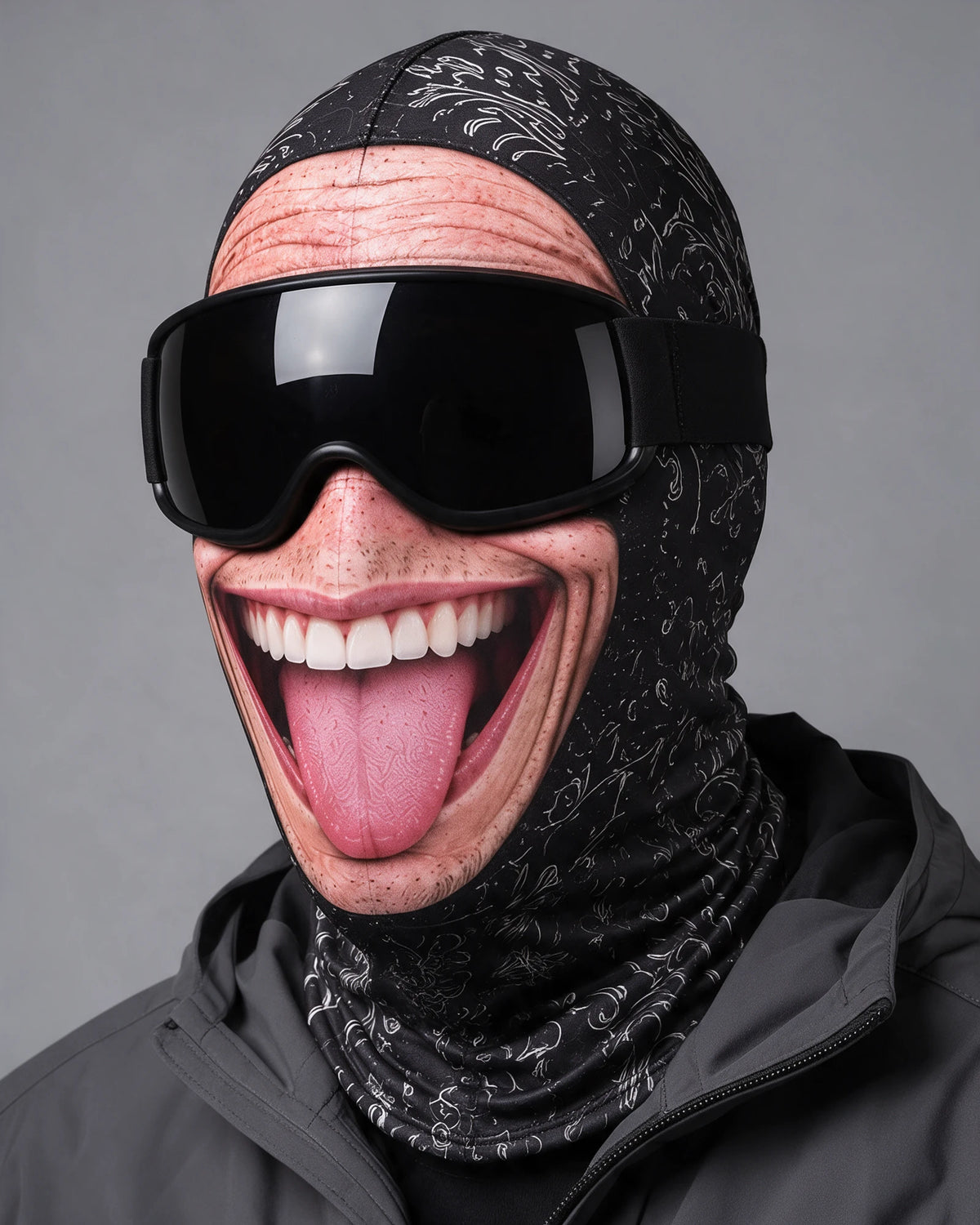Printed fabric balaclava with ski goggles — gallery-angle