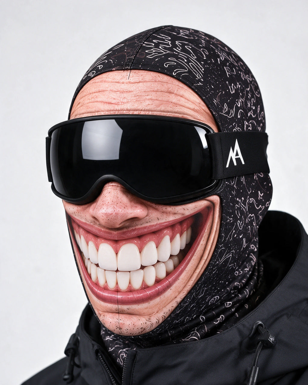 Toothy Smile printed mask, gallery angle. Goggles and clothing not included.
