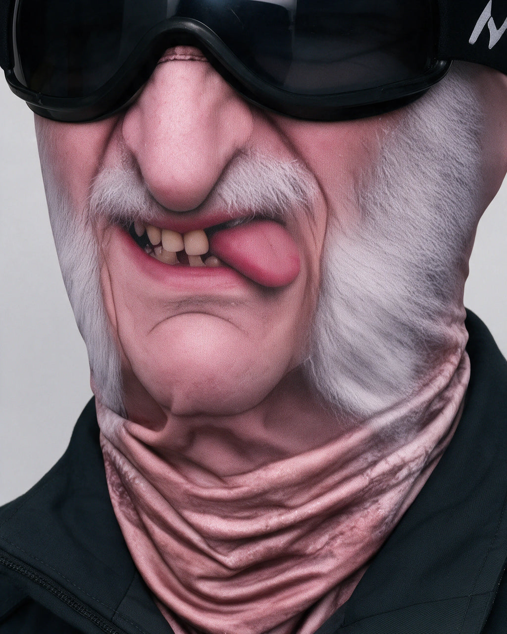 Grumpy Grandpa printed fabric mask. Goggles and clothing not included.