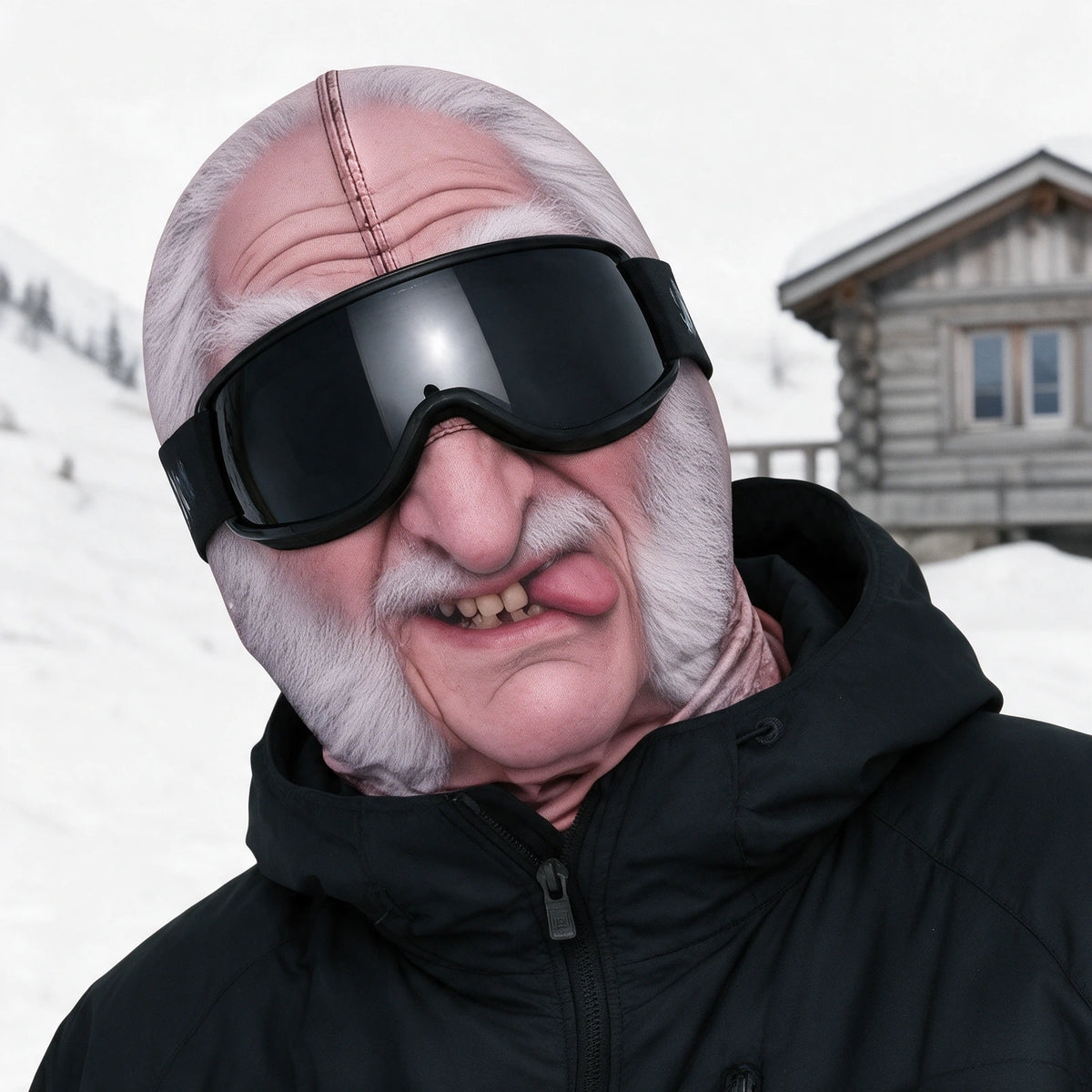Grumpy Grandpa printed fabric mask. Goggles and clothing not included.