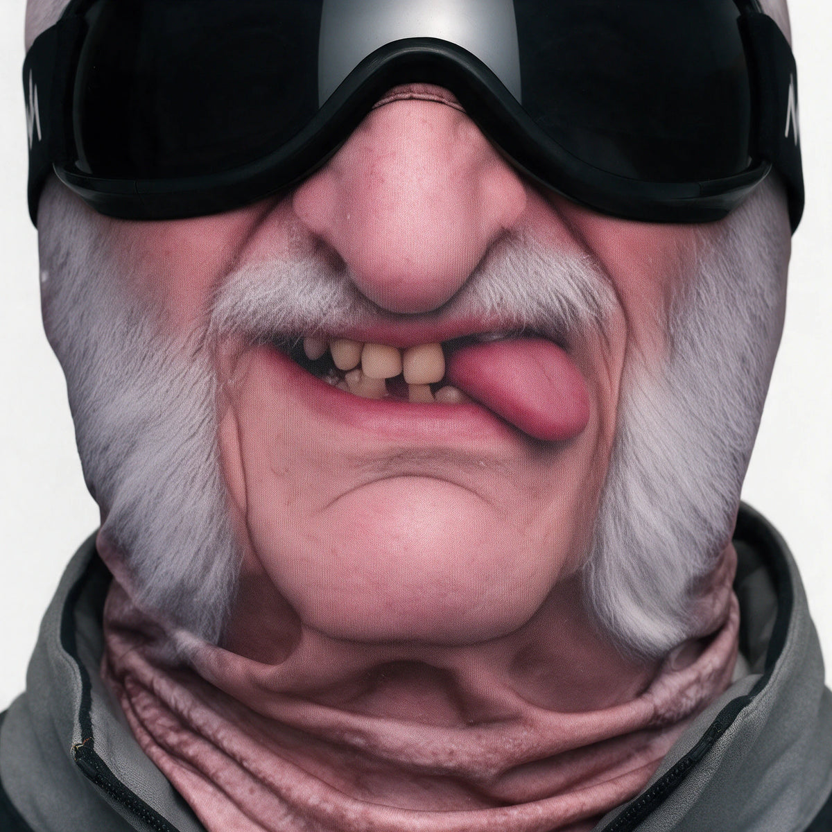 Grumpy Grandpa printed fabric mask. Goggles and clothing not included.