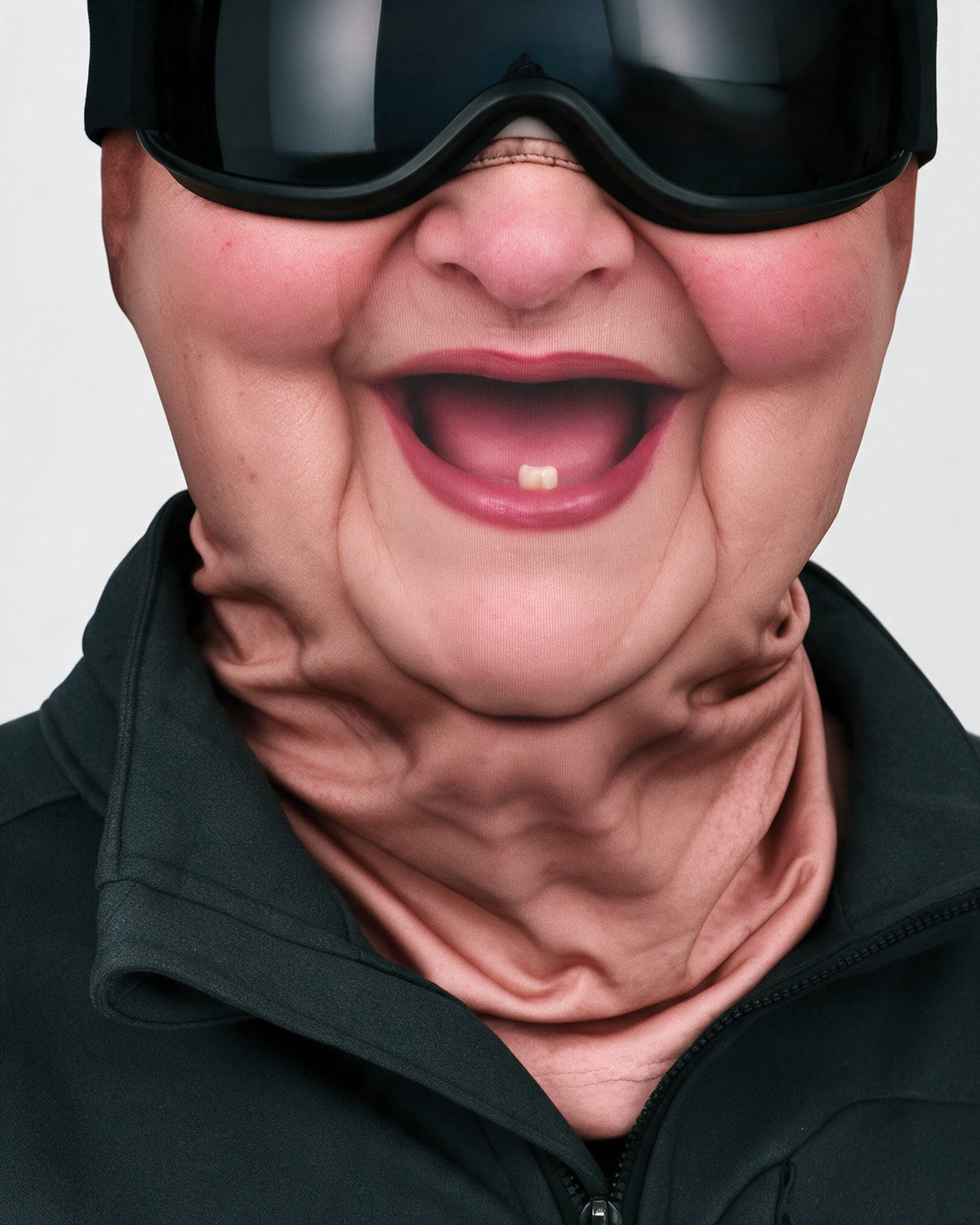 Rosy Cheeks printed fabric mask. Goggles and clothing not included.
