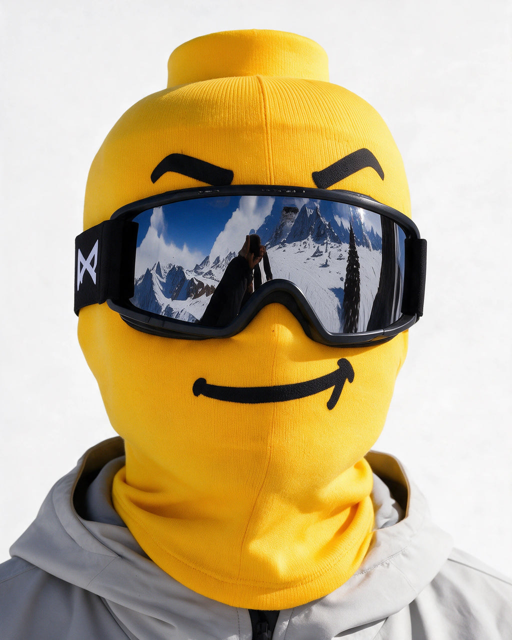 Printed fabric mask detail. Goggles and clothing not included.
