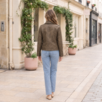 Women's Addis Leather Aviator Jacket — Brown — full-body-back