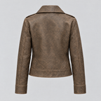 Women's Addis Leather Aviator Jacket — Brown — product-back