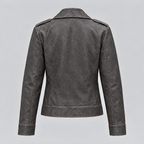 Women's Addis Leather Aviator Jacket — Faded Black — product-back