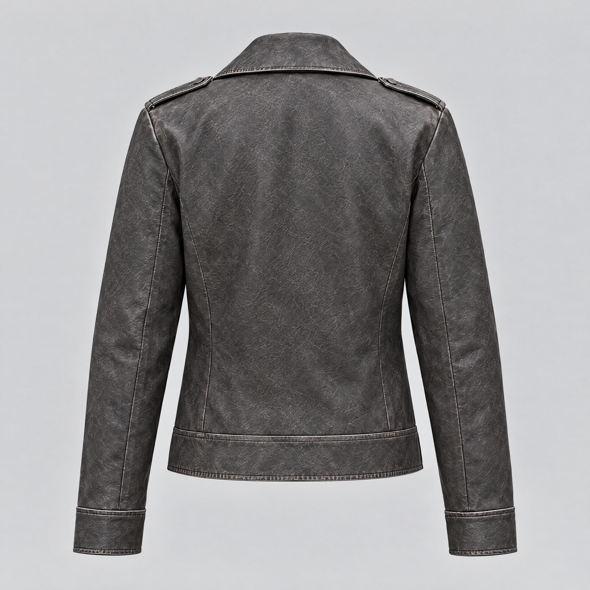 Women's Addis Leather Aviator Jacket — Faded Black — product-back