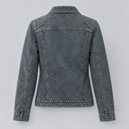 Women's Addison Leather Denim Jacket — Blue — product-back