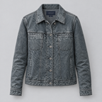 Women's Addison Leather Denim Jacket — Blue — product-front