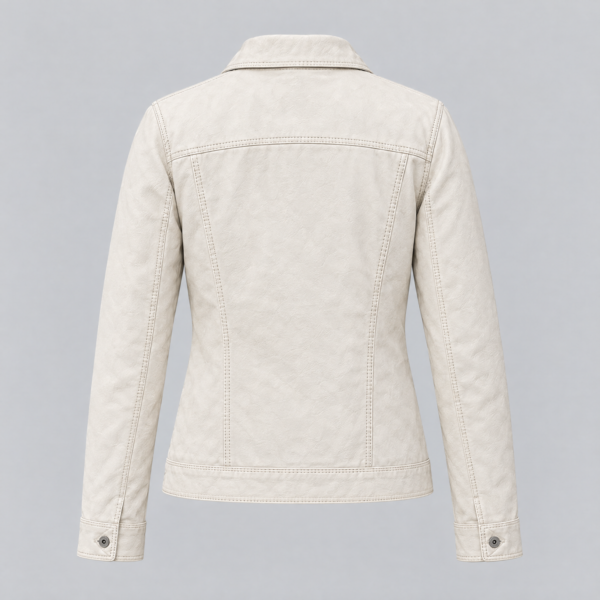 Women's Addison Leather Denim Jacket — White — product-back