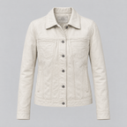 Women's Addison Leather Denim Jacket — White — product-front