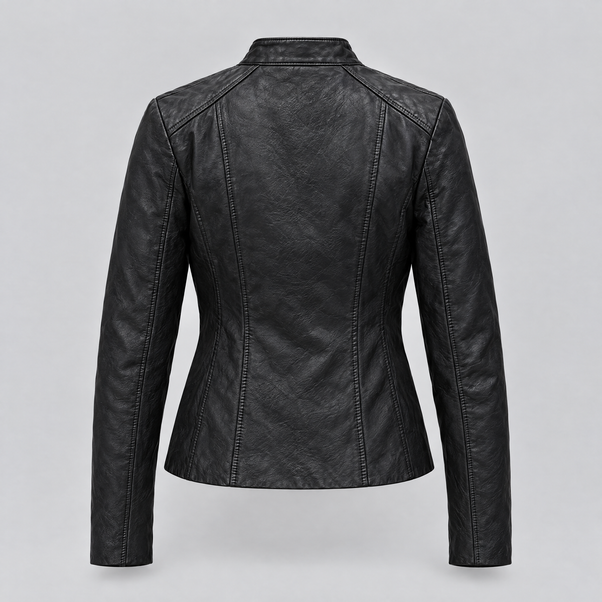 Women's Alora Leather Combo Racer Jacket — Black — product-back